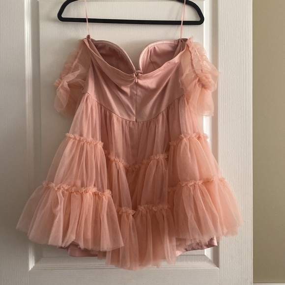 Tulle mini dress off the shoulder corset waist sweetheart neckline In Blush XL - Picture 8 of 13